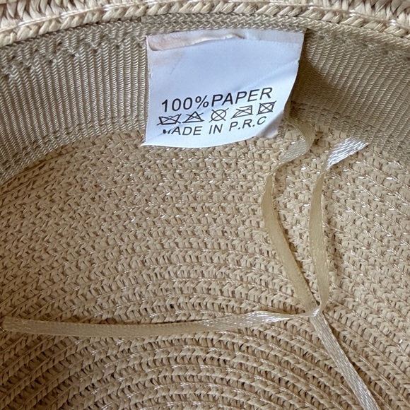 Large Floral Straw Hat - Pink and Yellow - Picture 5 of 5